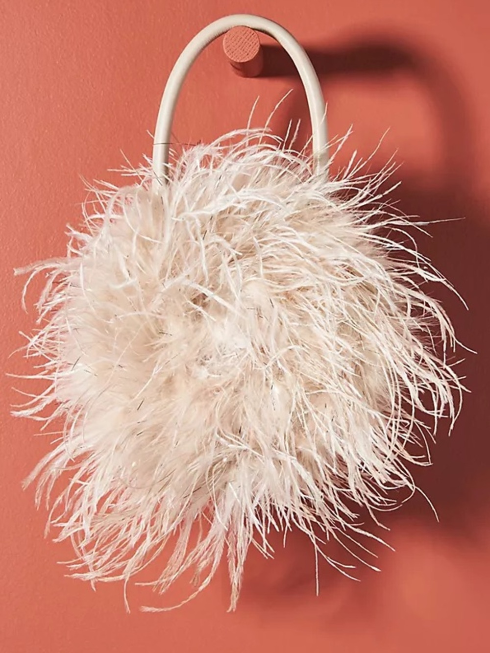 Loeffler Randall Zadie Feather Bag in Oyster/Silver Color